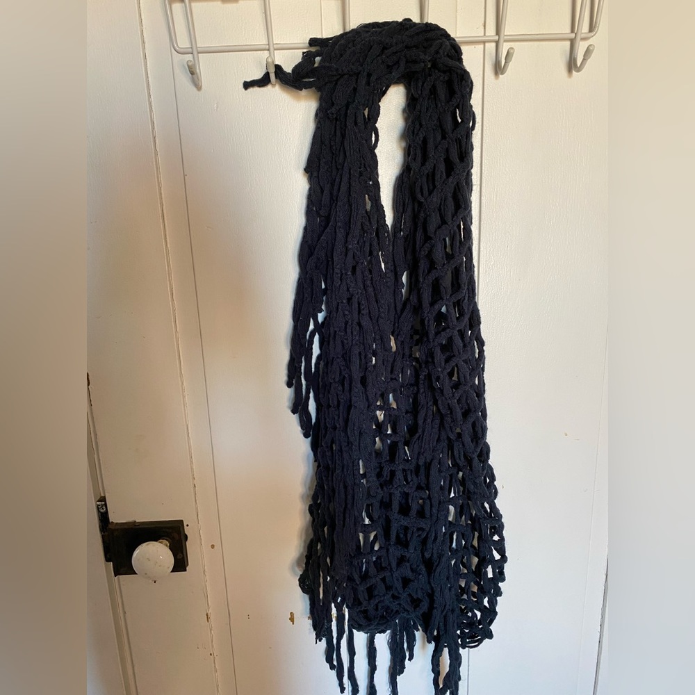 Blue fringe scarf